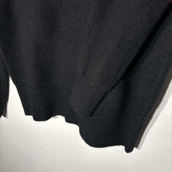 J. Crew Sweater Black Wool Pullover Bead Shoulders Long Sleeve Back Zip Size M - Picture 2 of 13